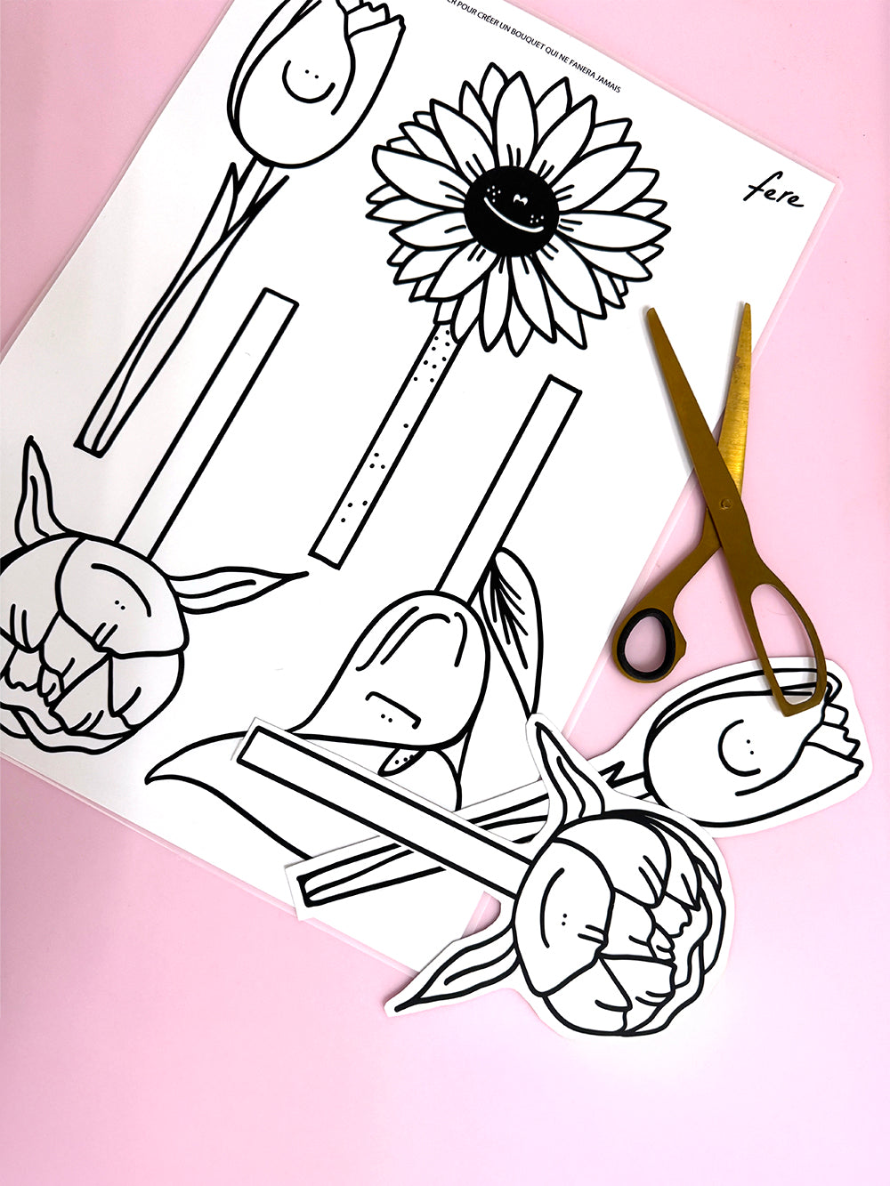 Kit Spring vase et fleurs illustrées