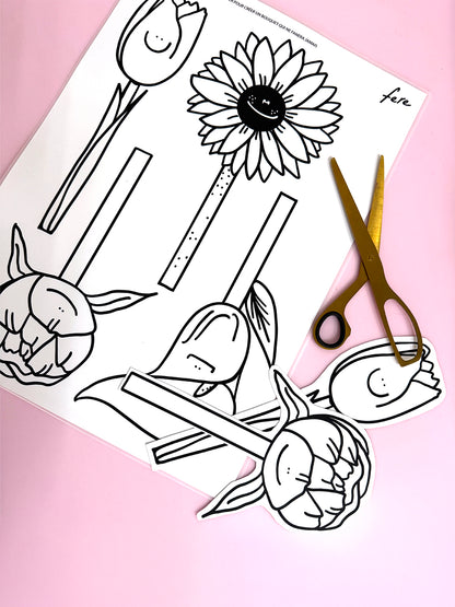 Kit Spring vase et fleurs illustrées